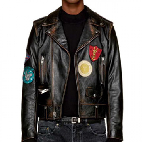 サンローランユニセックスラムスキンレザージャケットL009,