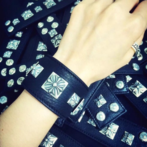 クロムハーツステリングシルバーレザーブレスレットR004