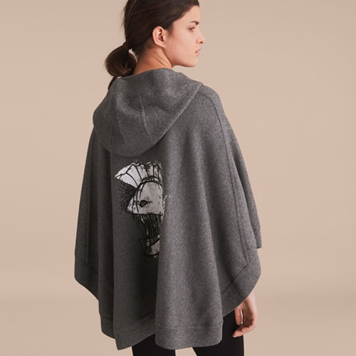 バーバリーパレスヘルメットモチーフウールカシミヤフードオレンジ"40502101グレーu0001