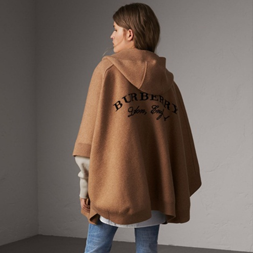 バーバリーウールカシミヤブラウンフーデッドオレンジ"40206861キャメルu0004