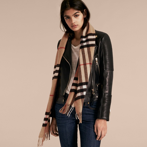 バーバリークラシックチェックカシミヤユニセックスキャメルニットu0020