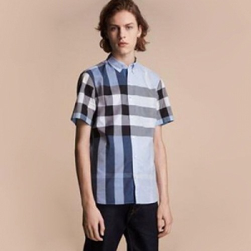 バーバリーボタン"ダウンカラーショートスリーブチェックコットン40560931メンズシャツb0005