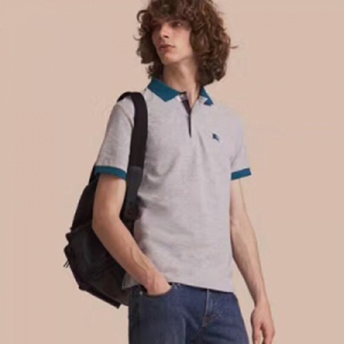 バーバリーツートンチェックプラケットコットンピケポロシャツグレー40505141メンズポロシャツb0012