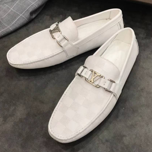 ルイヴィトンダミエホッケンハイムモカシンレザーブラック/ホワイト/ブルーメンズシューズv29//