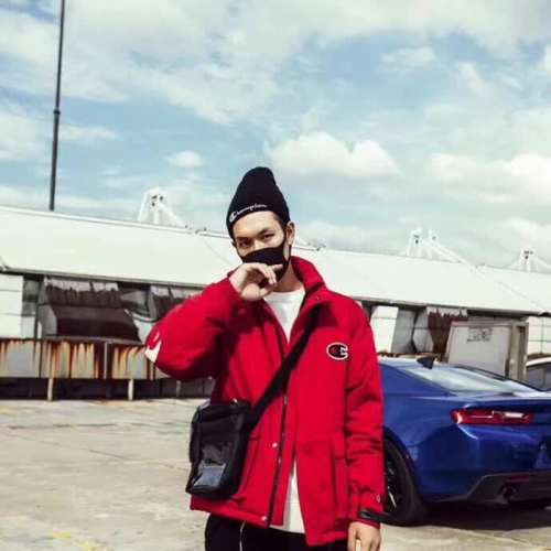 シュプリーム&チャンピオンメンズパディングジャケットP0011,(レッド/ブラック)