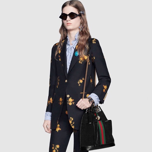 グッチスエードラジャタイガーレディースバケットバッグ553691,B0306,ブラック