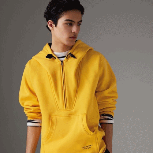 バーバリーメンズフーディr0464イエロー/ブラック/グレー)