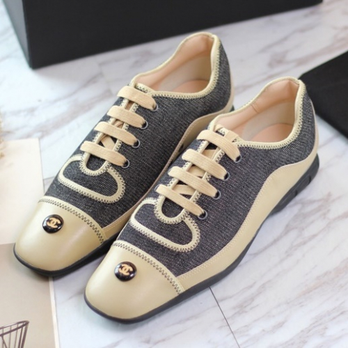 シャネルレディースレザーオックスフォードシューズl0217ベージュ