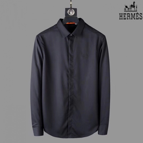 エルメスメンズクラシックコットンシャツr0146ブラック/ブルー/ホワイト)