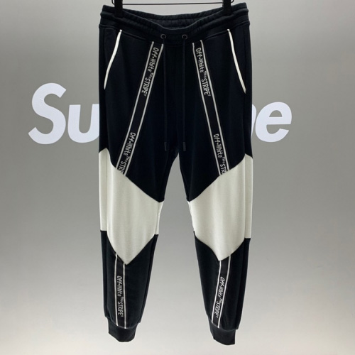 -オフホワイトメンズストライプトレーニングパンツf0048ブラック