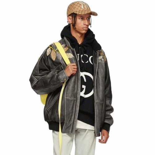 グッチメンズビッグコットンフーディc0810ブラック