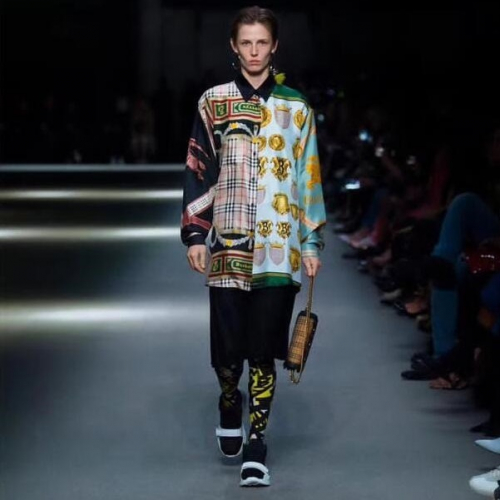 -バーバリーハーフパターン"シルクシャツr0556ブラック