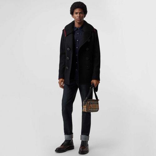 バーバリーメンズクラシック刺繍コットンシャツr0571.ネイビー