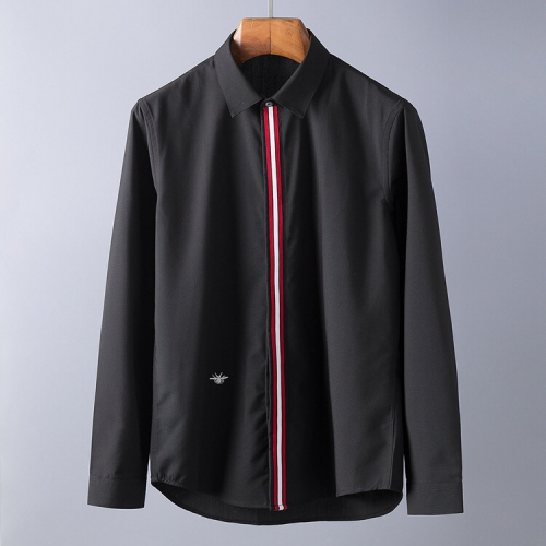 ディオールメンズビジネスストラップコットンシャツo01392(ブラック/ホワイト)