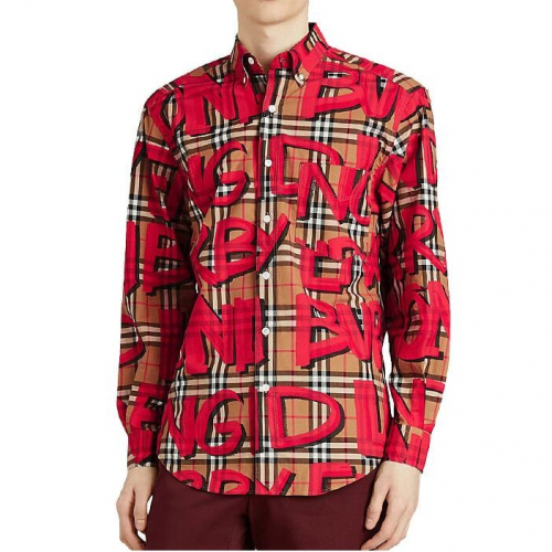 バーバリーグラフィティヴィンテージチェックシャツシャツr06512(レッド/ブルー)