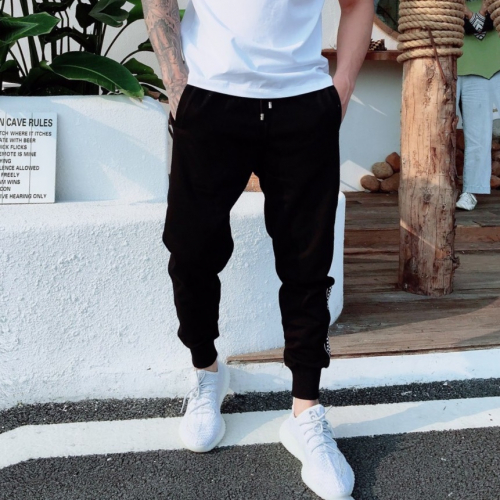 ヴェルサーチェメンズカジュアルコットントレーニングパンツr0198ブラック