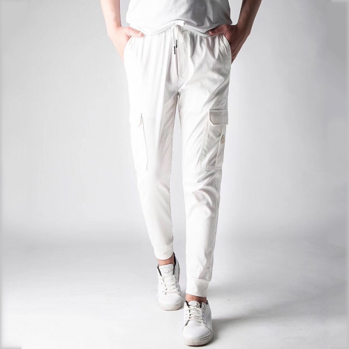 モンクレールメンズパッチカジュアルコットントレーニングパンツc0472ホワイト
