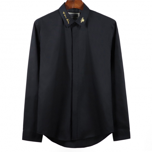 ディオールメンズ蜜蜂刺繍コットンシャツo0197.ブラック