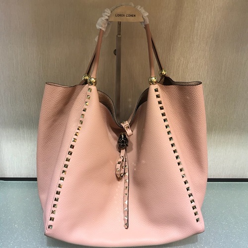 ,33ヴァレンティノレザーロックスタッズトートバッグショッパーバッグ,B0139,33,ピンク