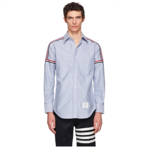 クラシックトムブラウンメンズストラップコットンシャツo0053.(s2).ブルー