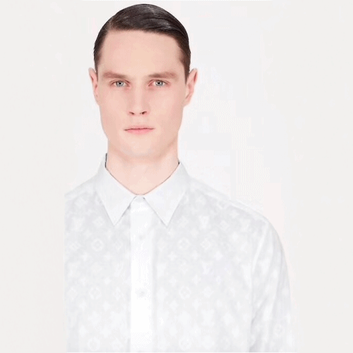 ルイヴィトンメンズイニシャルモダンコットンシャツu09932(ブラック/ホワイト)