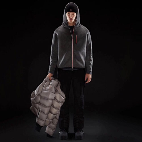 -モンクレールメンズジップアップコットンフーディc0489.グレー