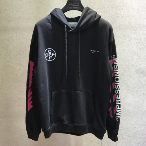 -オフホワイトメンズコットンフーディf0076ブラック