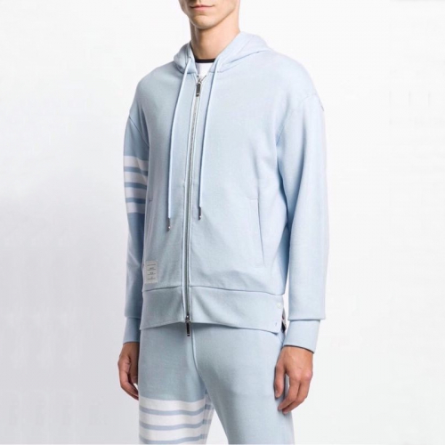 -トムブラウンメンズカジュアルジップアップフードジャケットo0146スカイブルー