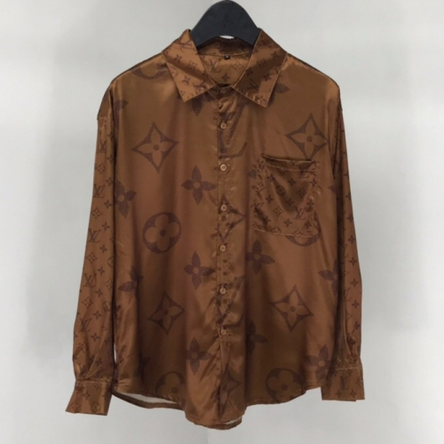 ルイヴィトンメンズイニシャルシルクシャツu01103.ブラウン