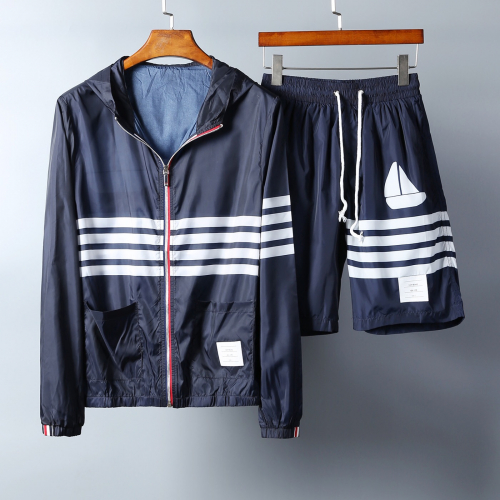トムブラウンメンズカジュアルウィンドブレーカージャケット&ショートパンツo0157.ネイビー