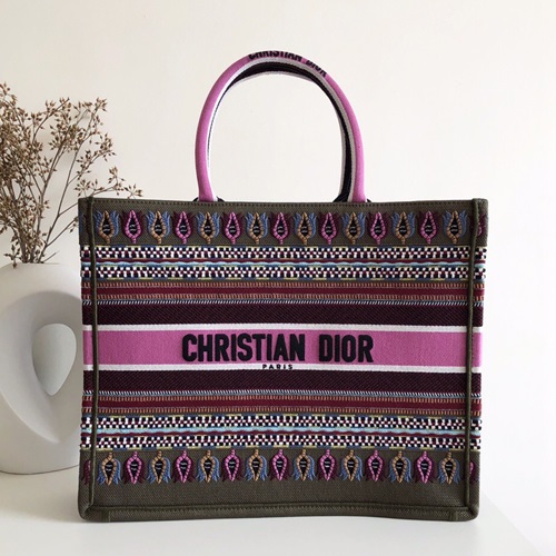,ディオールレディースキャンバスブックトートバッグショッパーバッグB0287,,ピンク+カーキ