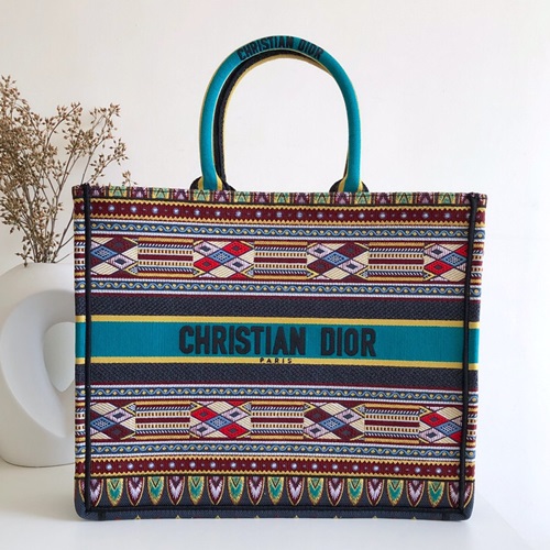 ,ディオールレディースキャンバスブックトートバッグショッパーバッグB0288,,ブルー+ネイビー