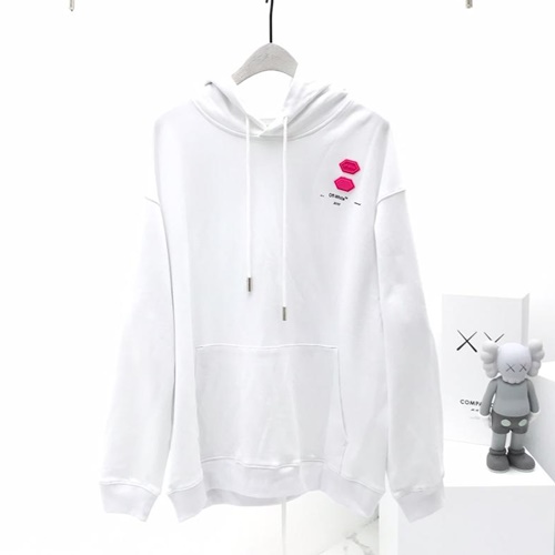 -オフホワイトメンズウルフコットンフーディT0010ホワイト