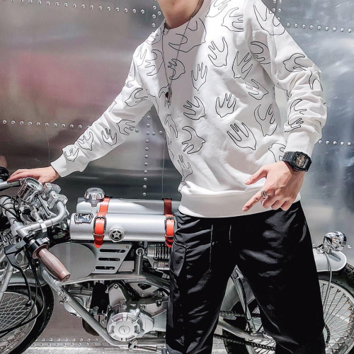 アレクサンダーマックイーンメンズウルフコットンフーディT0001.(-3).ホワイト