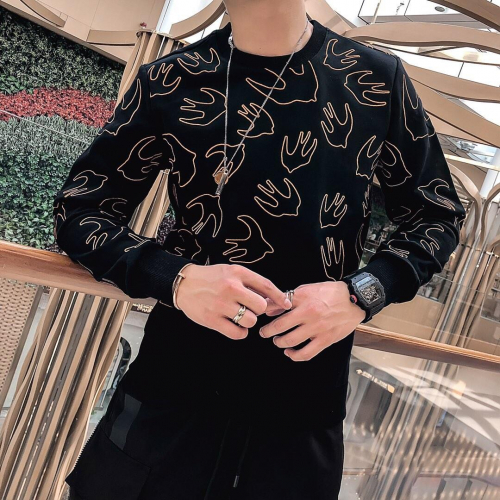 アレクサンダーマックイーンメンズウルフコットンフーディT0001.(-3).ブラック