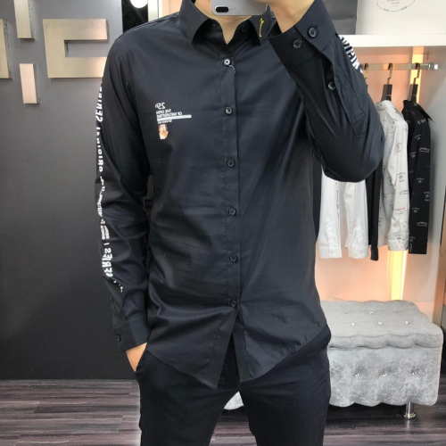 -オフホワイトメンズコットンシャツs0015.(48-56).(ブラック)