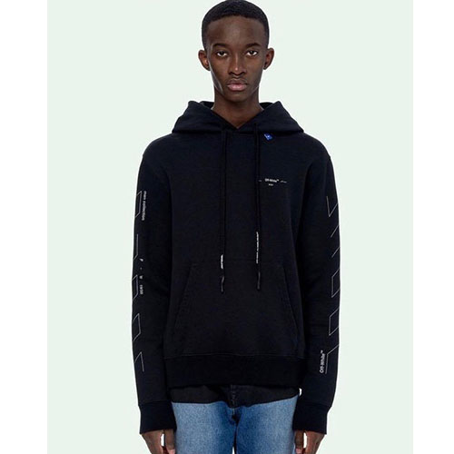 オフホワイトメンズウルフコットンフーディT0018.(-).ブラック