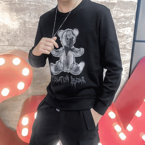 モスキーノメンズウルフコットンフーディT00132(ブラック,ホワイト)