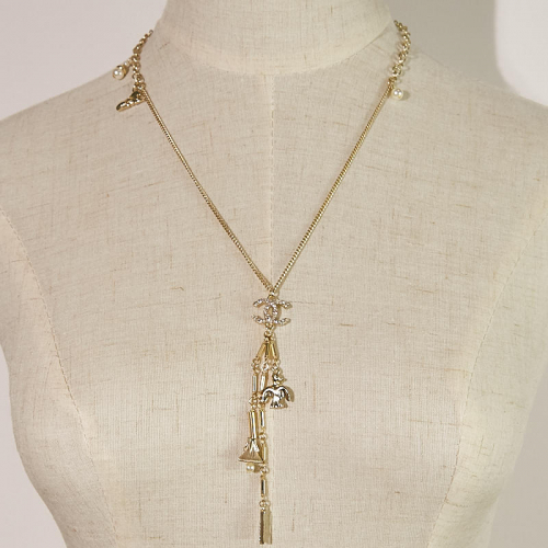 18シャネルレディースネックレス18Kメッキイエローゴールド.A0064.