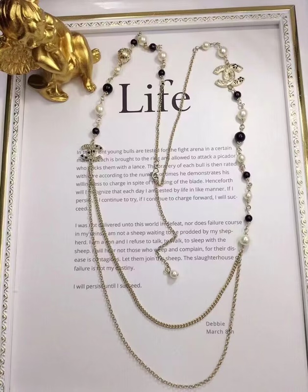 18シャネルレディースネックレス18Kメッキイエローゴールド.A0065.