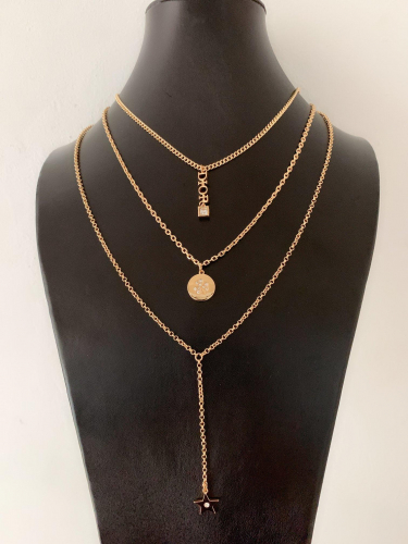 18グッチレディースネックレス18Kメッキイエローゴールド.c0018.