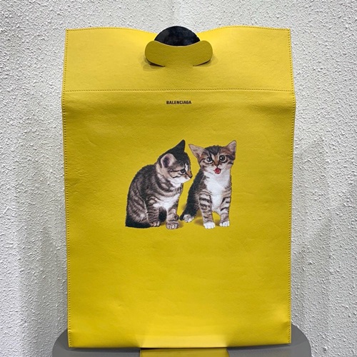 バレンシアガレザーユニセックストートバッグショッパーバッグ,B0458,イエロー