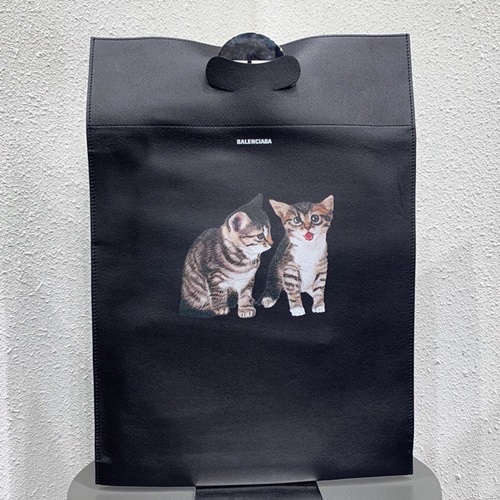 バレンシアガレザーユニセックストートバッグショッパーバッグ,B0459,ブラック