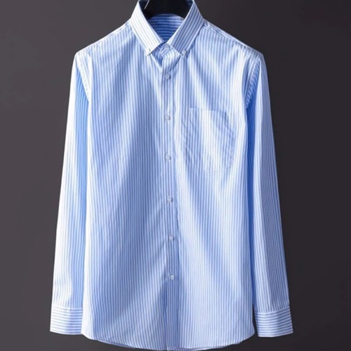 グッチメンズコットンシャツT0086.(39-45).ブルー/グリーン