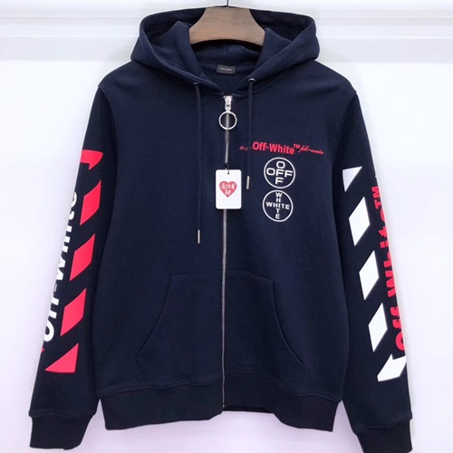 オフホワイトメンズウルフコットンフーディT0014.(-2).ネイビー