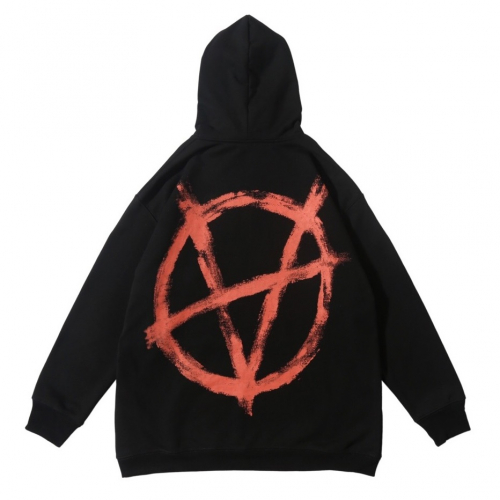 ヴェトモンメンズレッドオーバーサイズコットンフーディt02ブラック