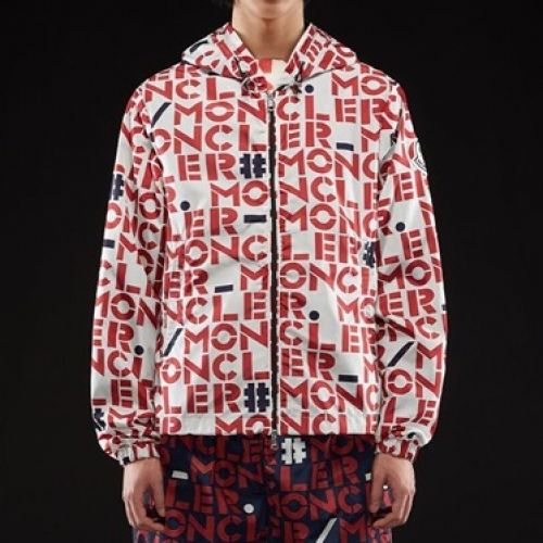 モンクレールメンズパッチカジュアルウィンドブレーカーフードジャケットc0515,2(ホワイト/ネイビー)