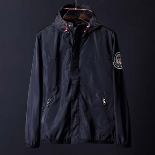 モンクレールメンズパッチカジュアルウィンドブレーカーフードジャケットc0517,ブラック