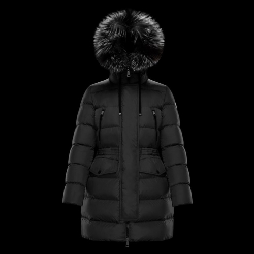 モンクレールレディースパッチモダンロングダウンパディングc0546.ブラック