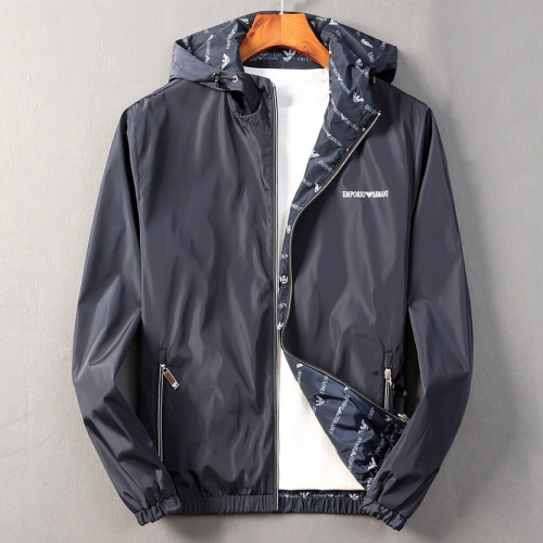 アルマーニメンズ両面ウィンドブレーカージャケットm02272(ブラック/ネイビー)